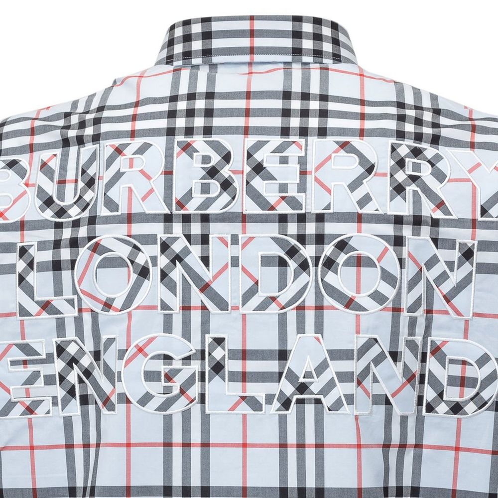 Burberry Blue Cotton Dress Shirt Burberry