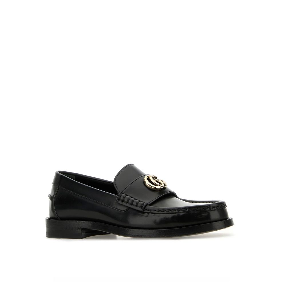 Gucci Black Leather Slip-On Loafers