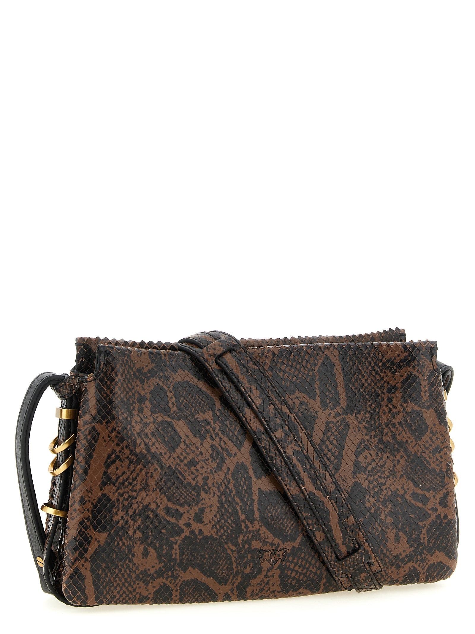 PINKO Brown Calfskin Crossbody Bag