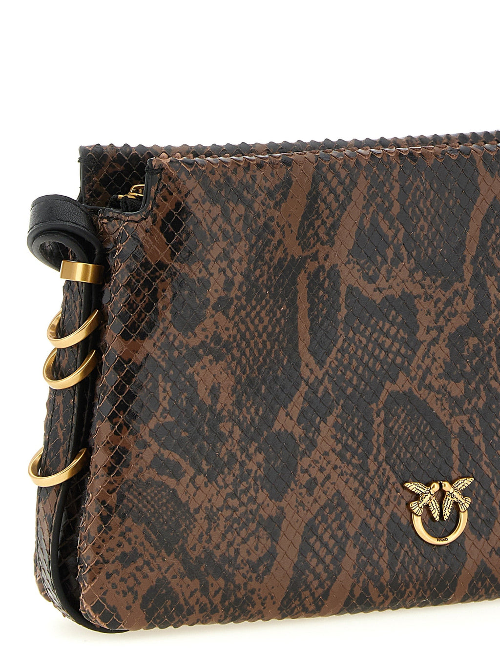 PINKO Brown Calfskin Crossbody Bag