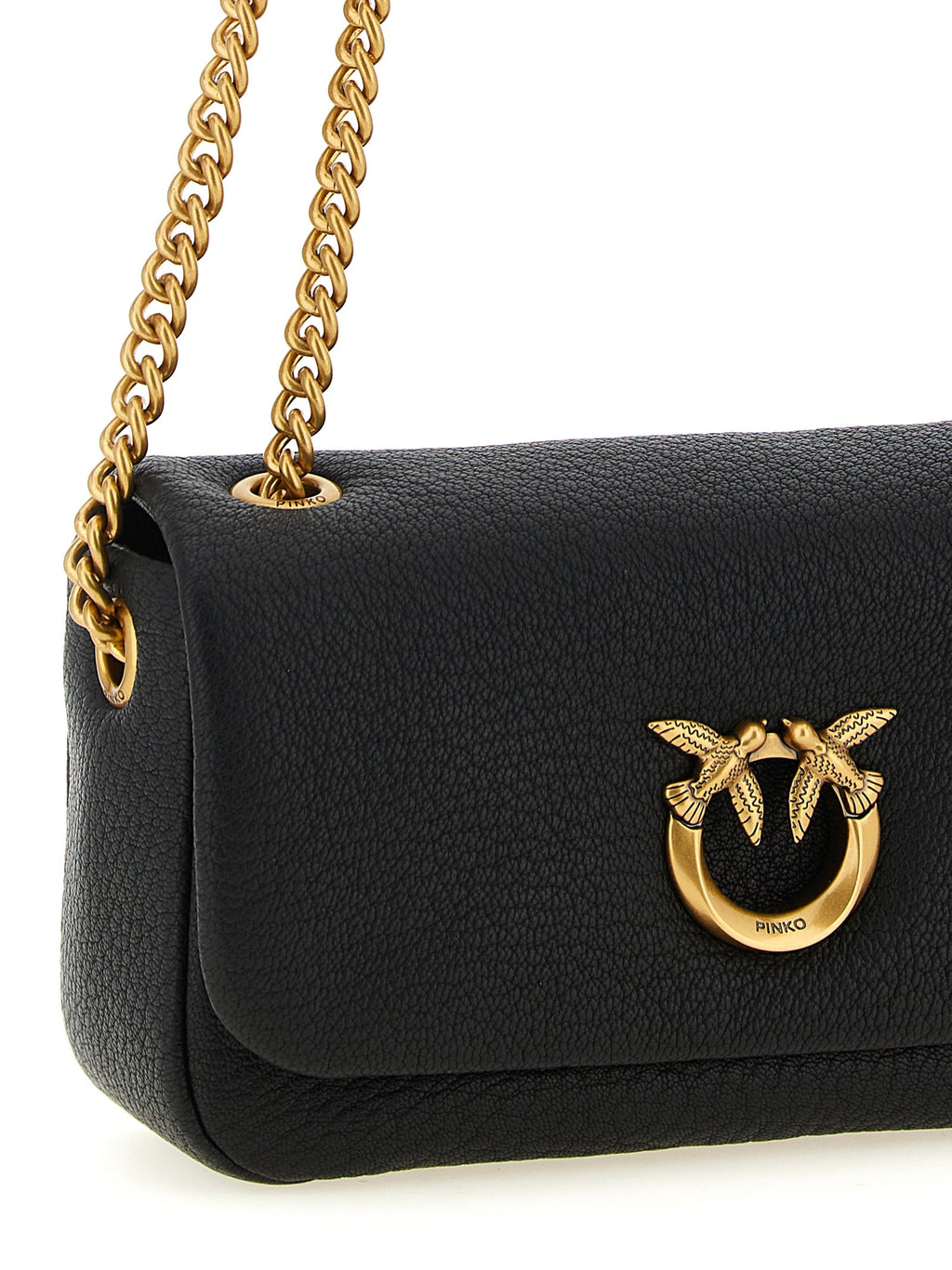 PINKO Black Lamb Leather Shoulder Bag