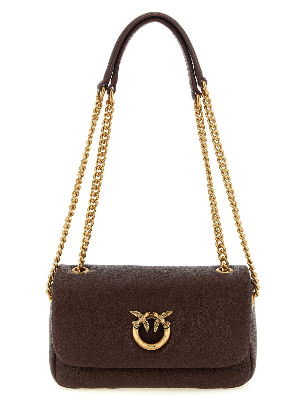 PINKO Brown Lamb Leather Shoulder Bag