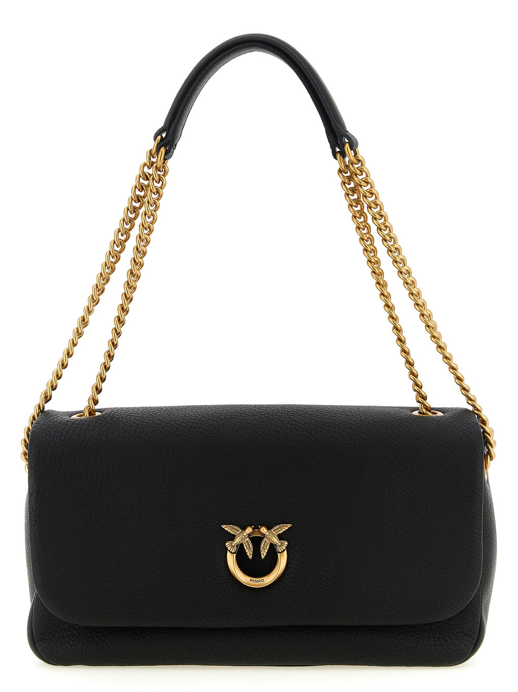 PINKO Black Lamb Leather Shoulder Bag