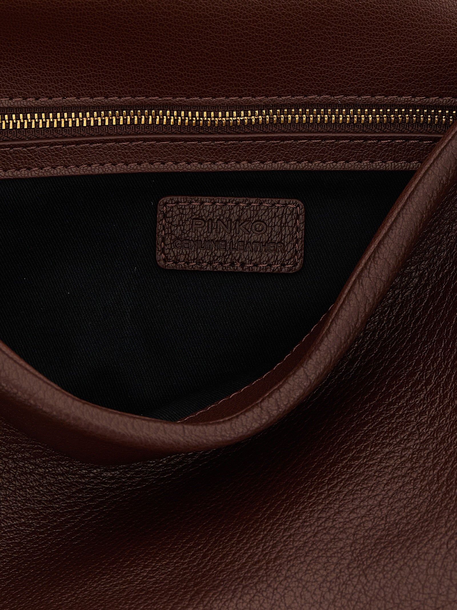 PINKO Brown Lamb Leather Shoulder Bag
