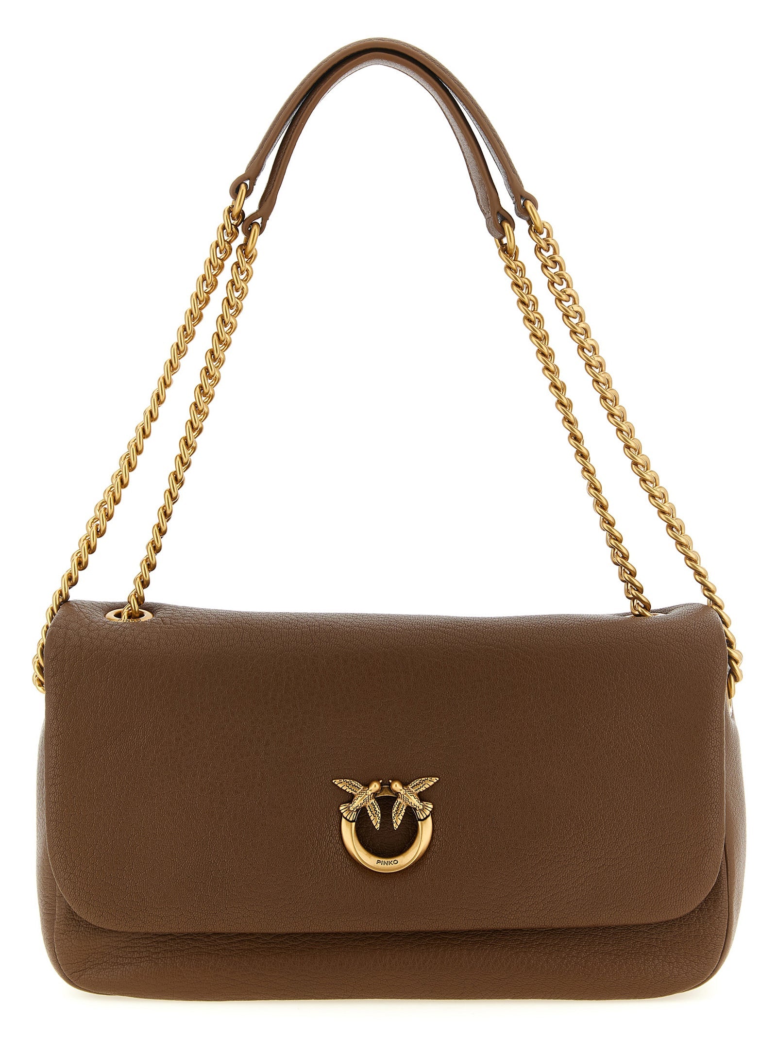 PINKO Brown Lamb Leather Shoulder Bag PINKO