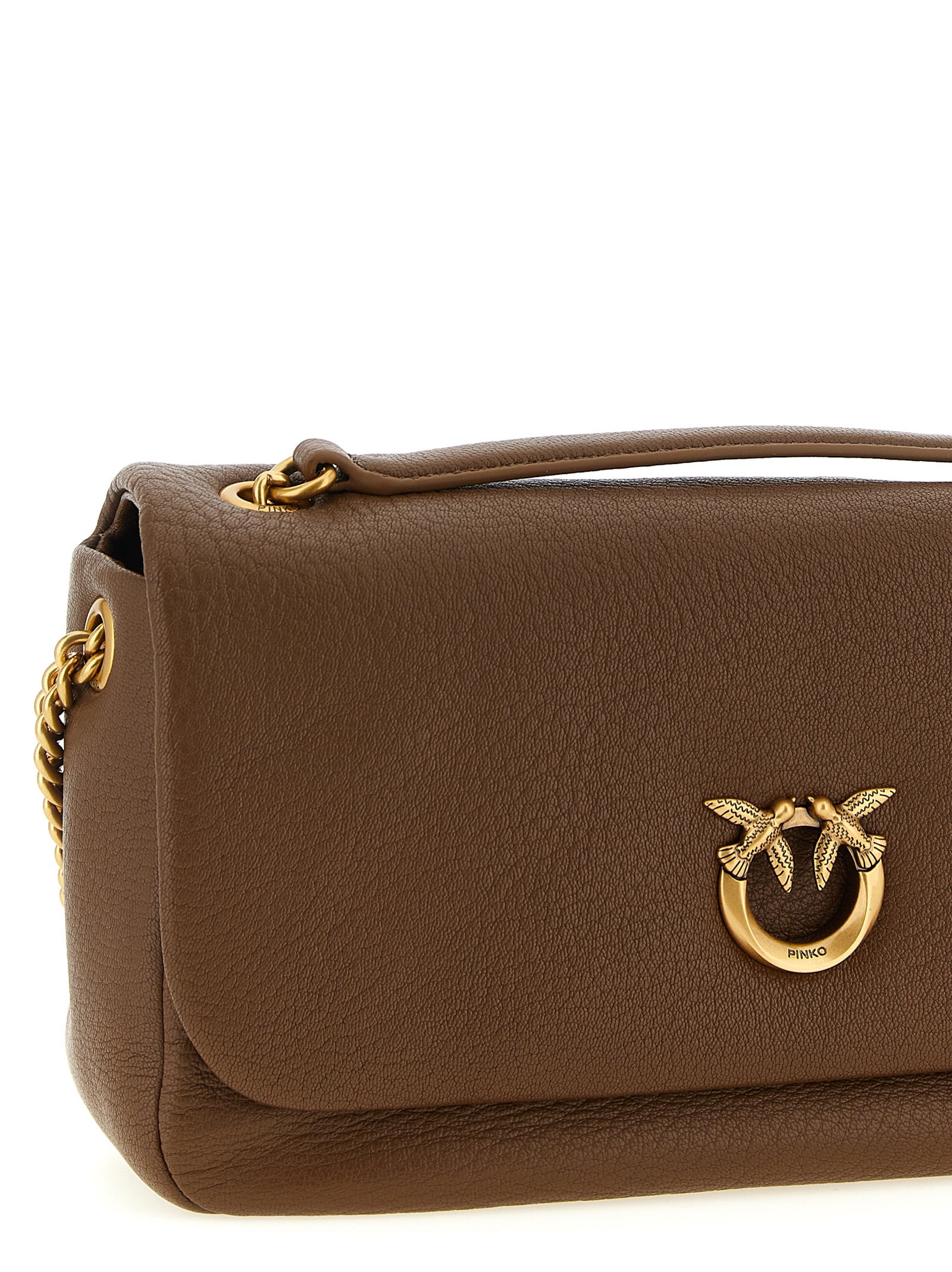 PINKO Brown Lamb Leather Shoulder Bag PINKO