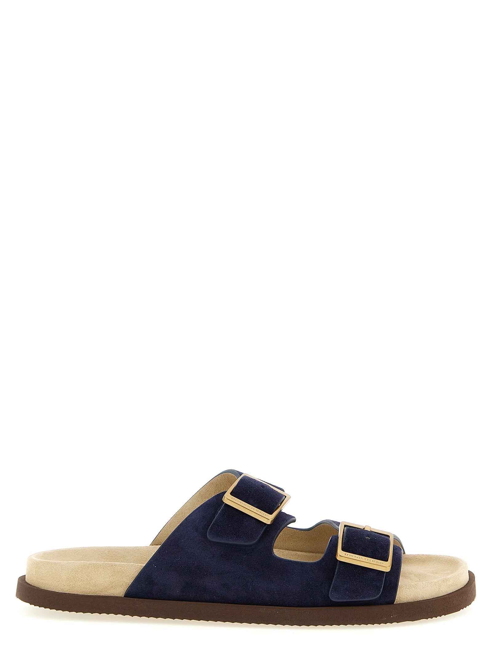 Brunello Cucinelli Blue Calfskin Slides
