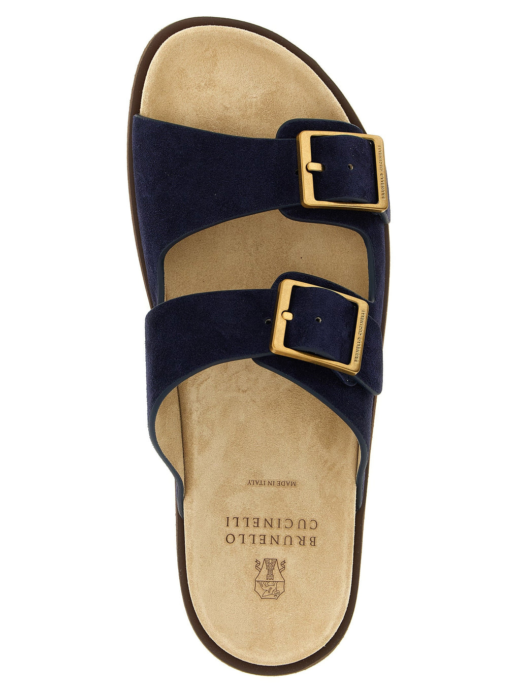 Brunello Cucinelli Blue Calfskin Slides