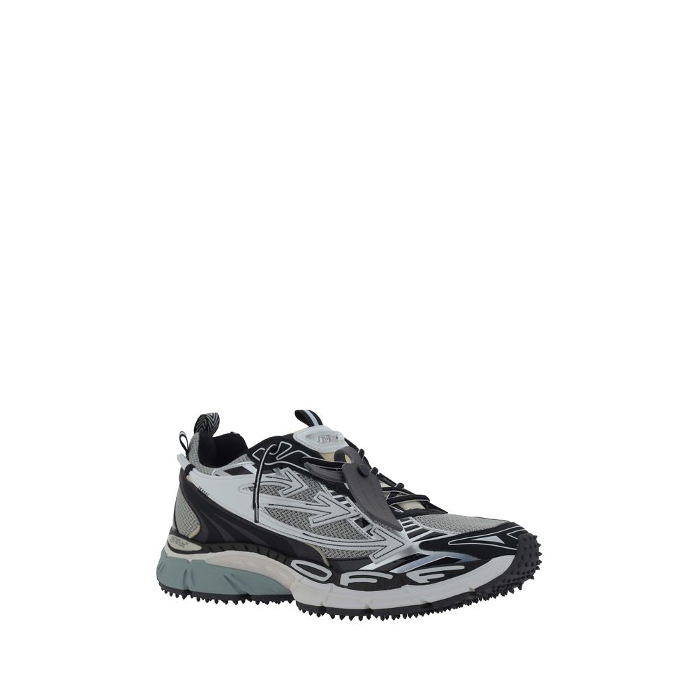 Off-White Gray Polyurethane Athletic Sneakers