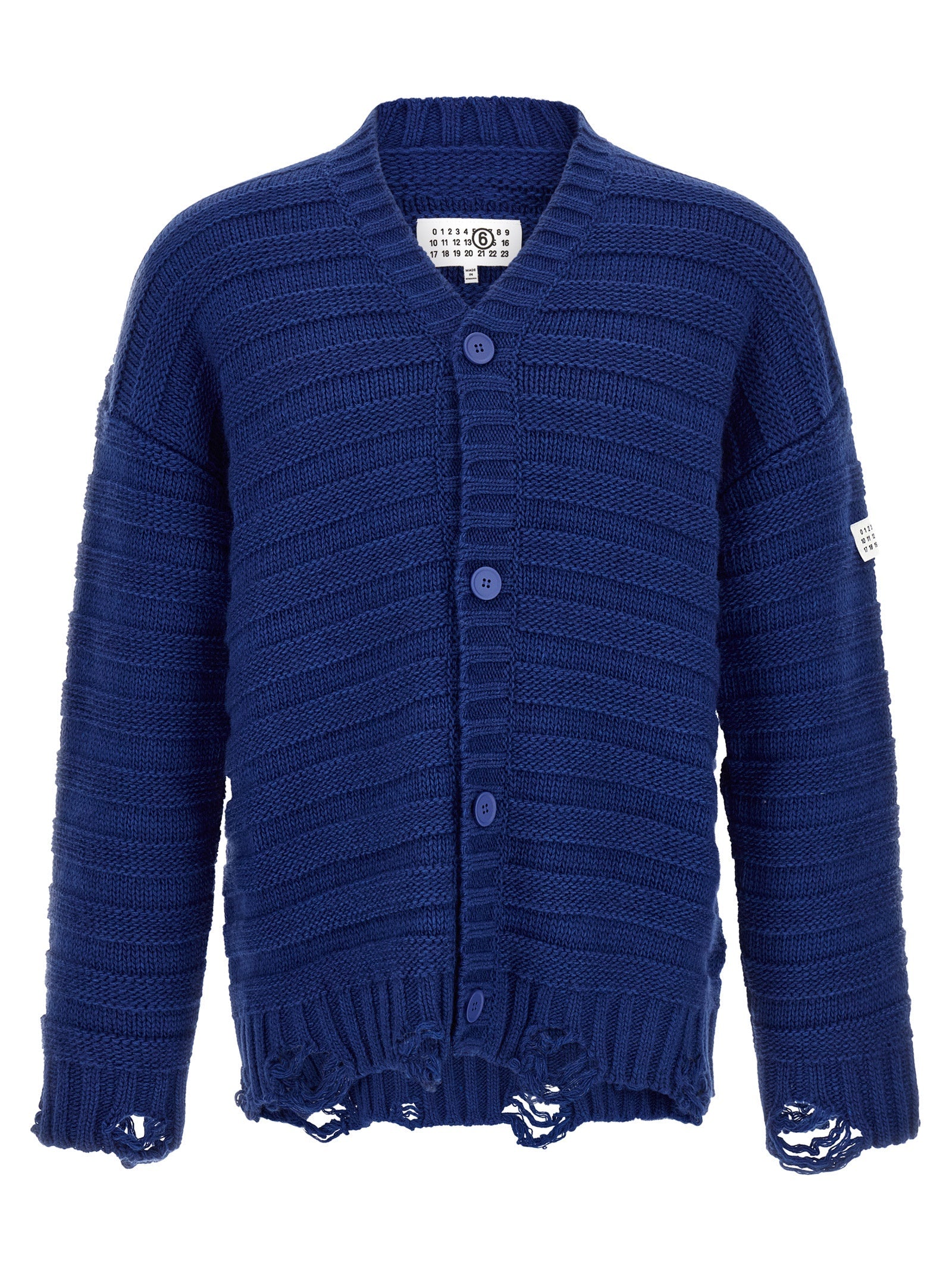 MM6 Maison Margiela Blue Virgin Wool Cardigan