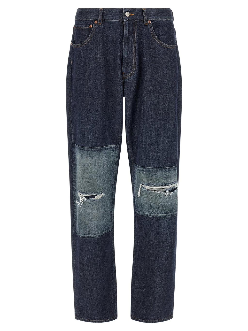 MM6 Maison Margiela Blue Cotton Straight-Leg Jeans MM6 Maison Margiela