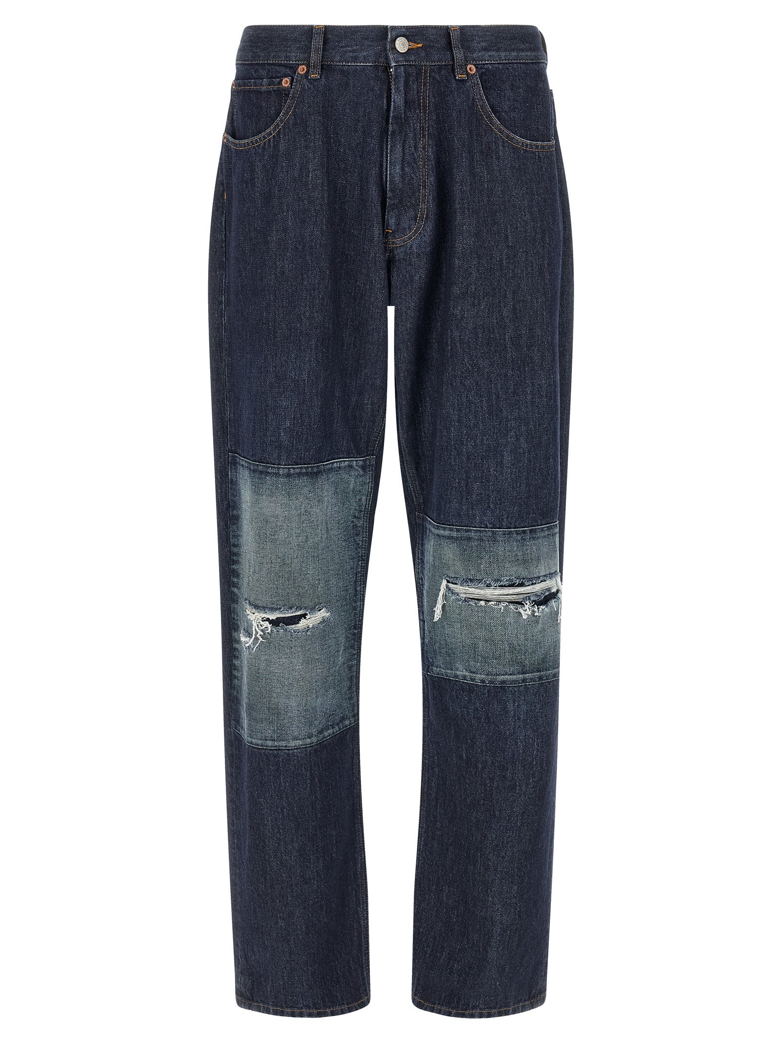 MM6 Maison Margiela Blue Cotton Straight-Leg Jeans MM6 Maison Margiela