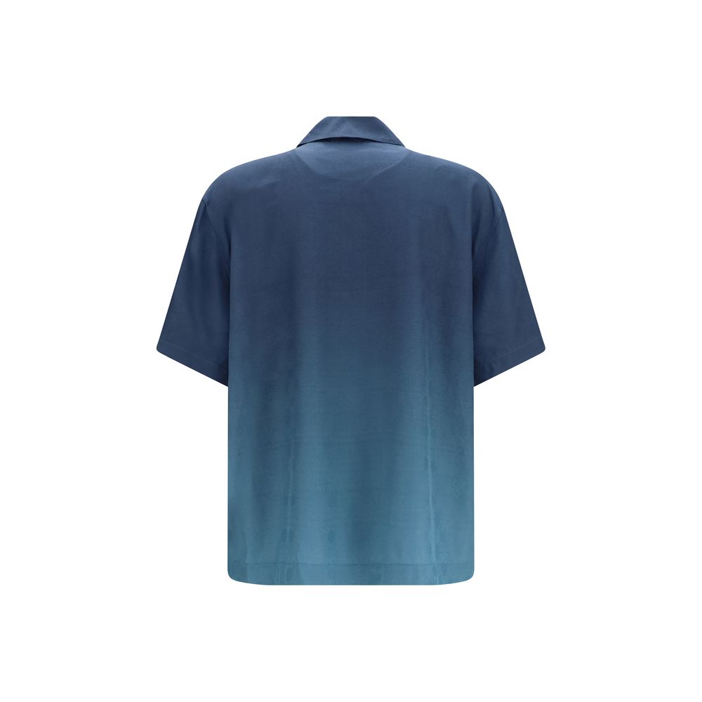 Off-White Blue Viscose Pattern Shirt