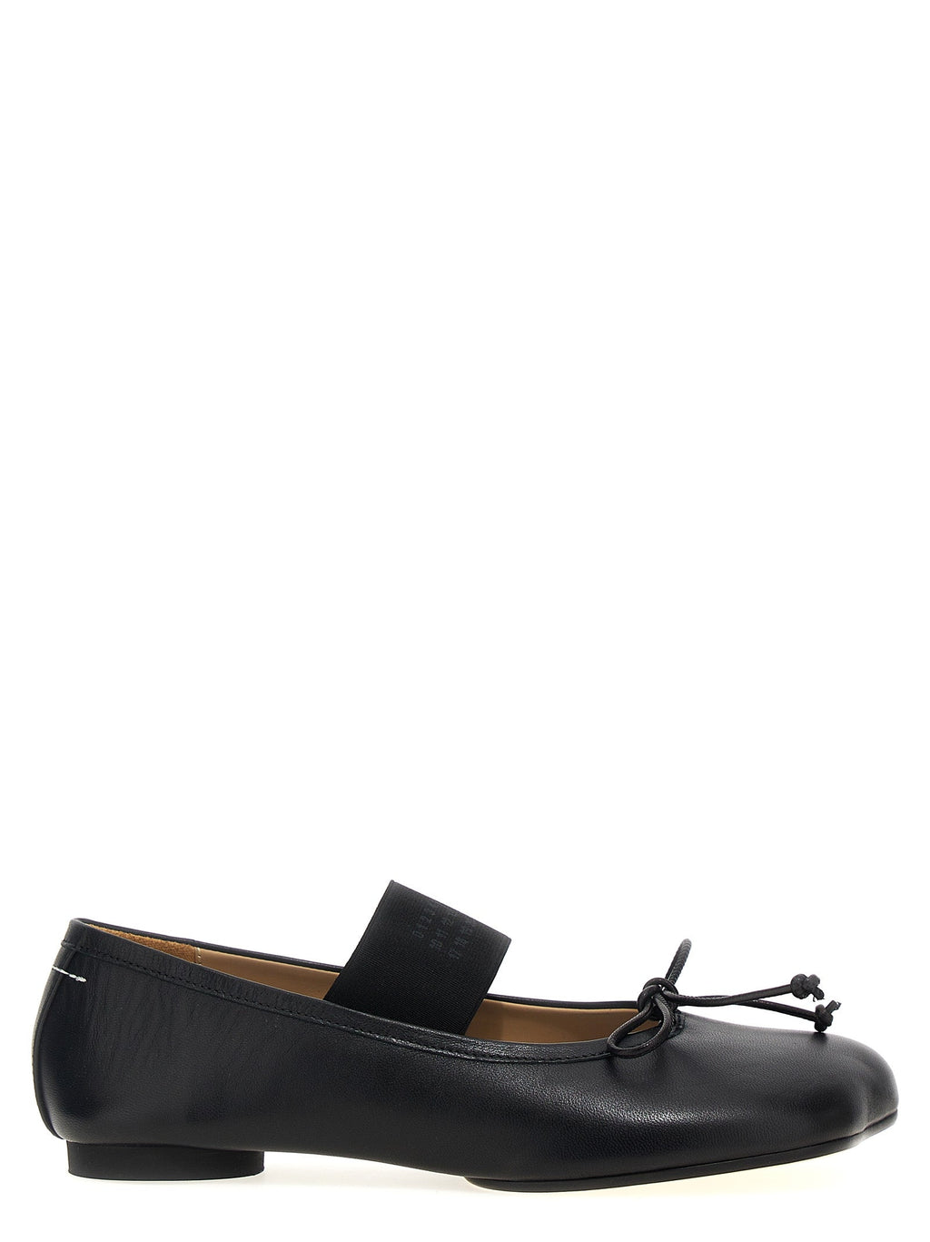 MM6 Maison Margiela Black Leather Ballet Flats