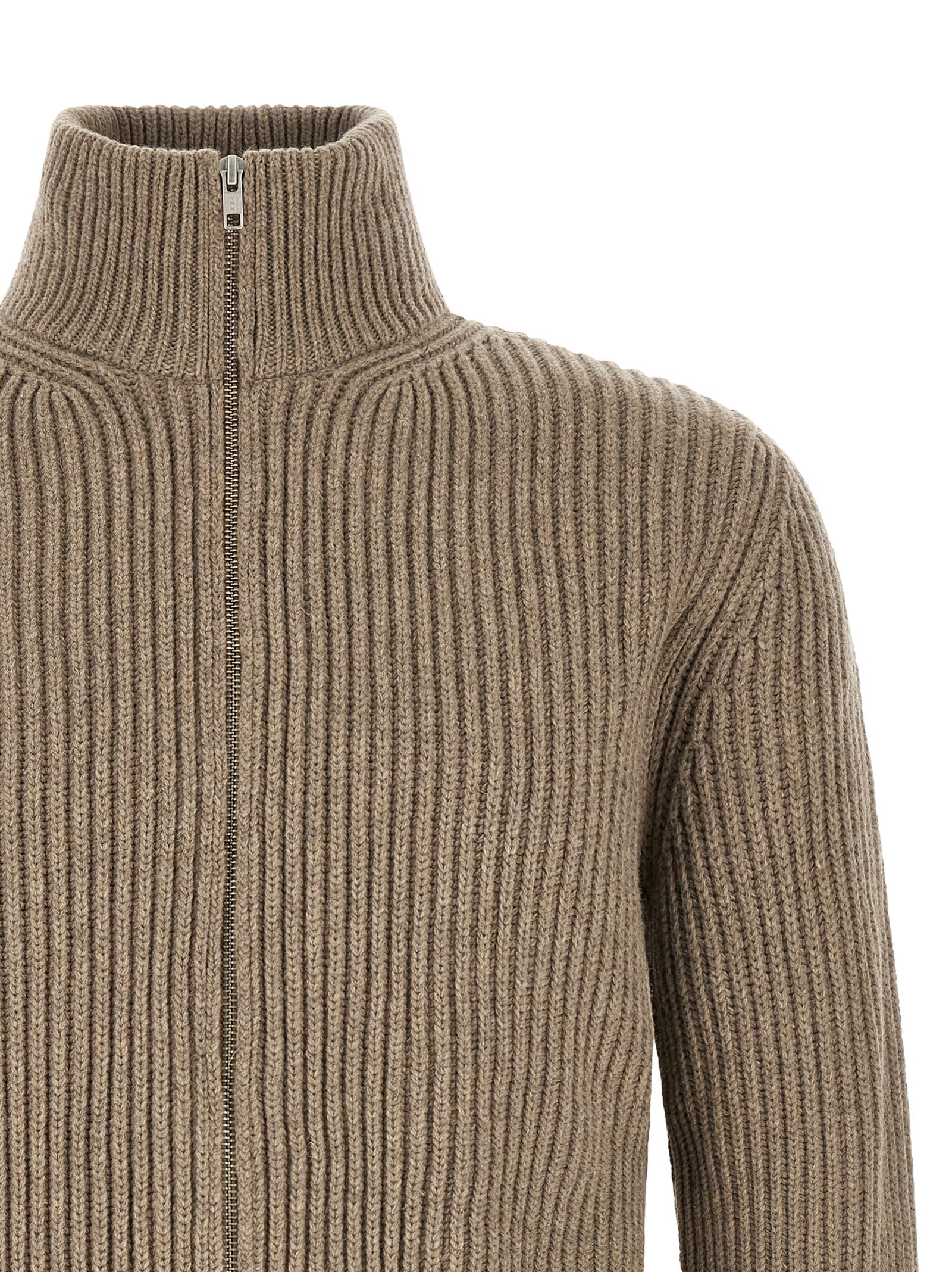 MM6 Maison Margiela Beige Wool Full-Length Jacket MM6 Maison Margiela