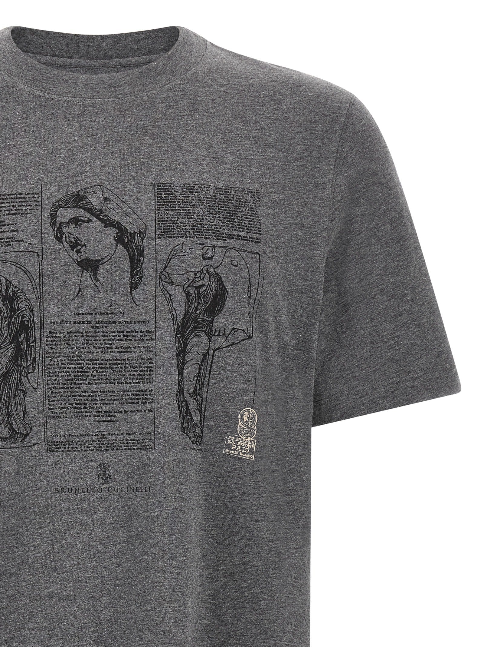 Brunello Cucinelli Gray Cotton T-Shirt