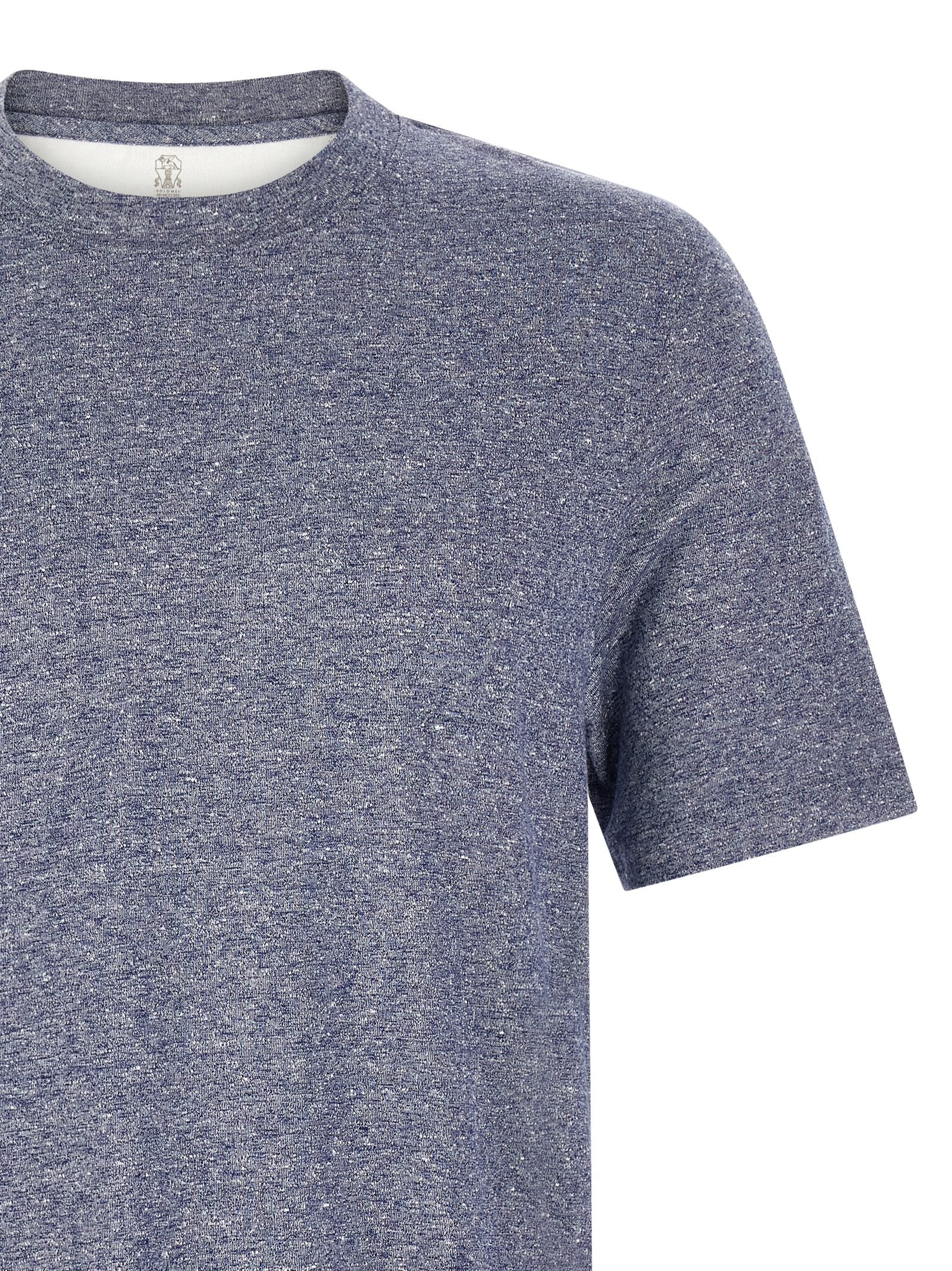Brunello Cucinelli Blue Linen T-Shirt Brunello Cucinelli