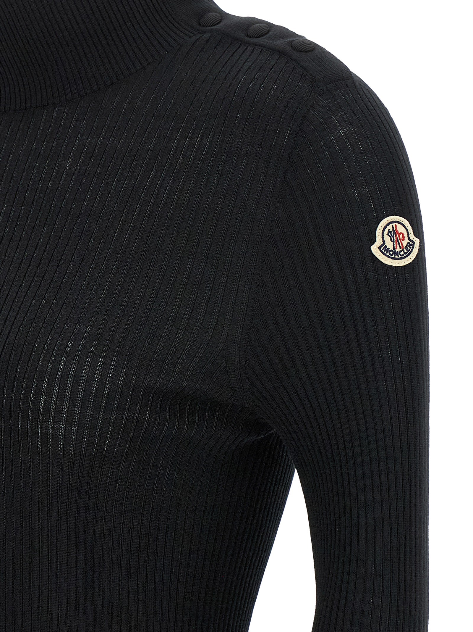 Moncler Black Virgin Wool Cardigan Moncler