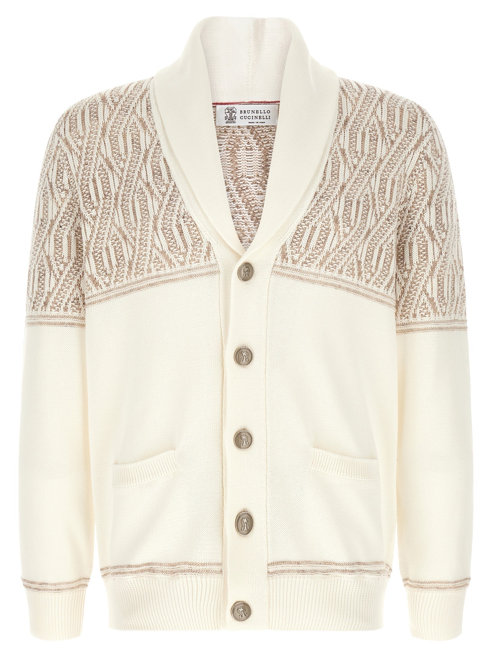 Brunello Cucinelli Beige Cotton Cardigan Brunello Cucinelli