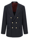 Brunello Cucinelli Blue Silk Blazer Brunello Cucinelli