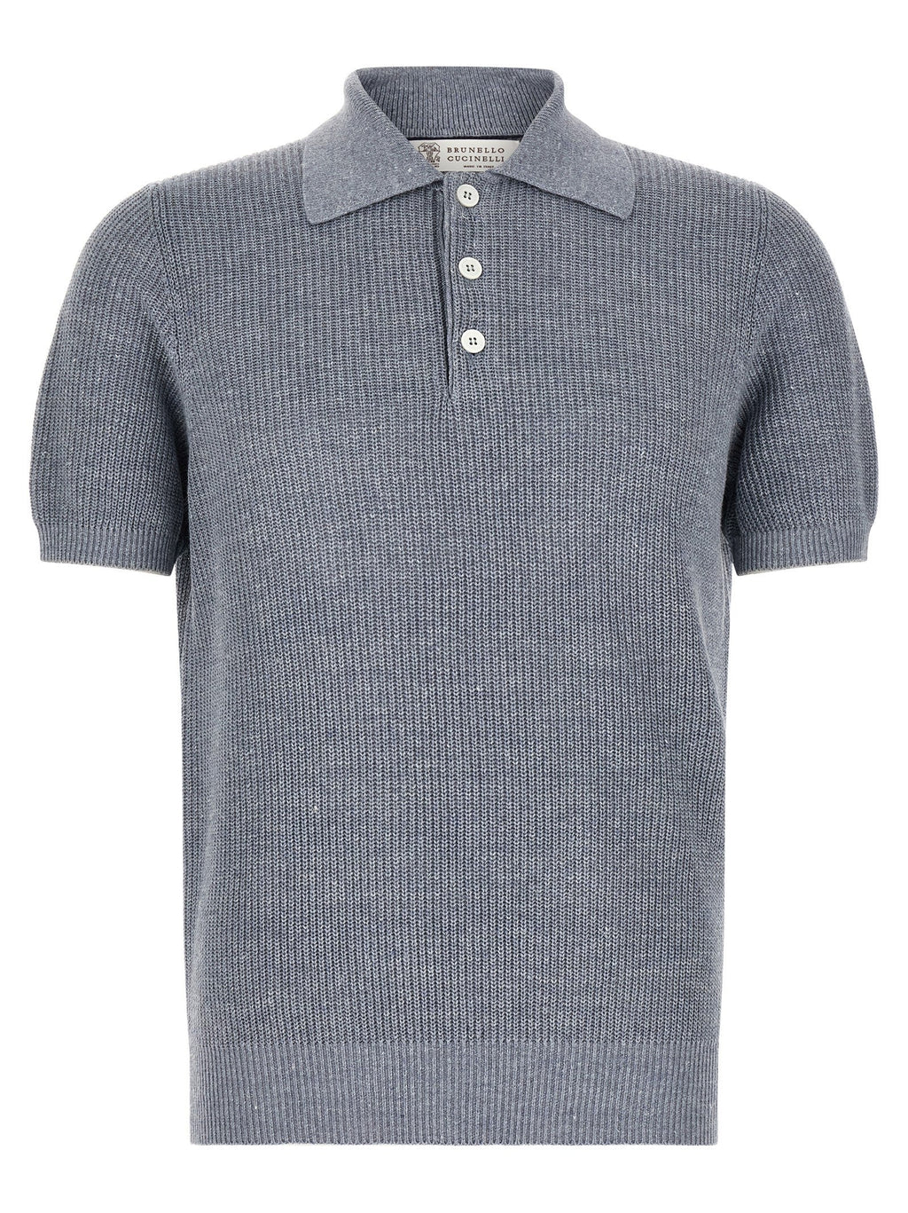 Brunello Cucinelli Blue Linen Polo Shirt