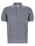 Brunello Cucinelli Blue Linen Polo Shirt