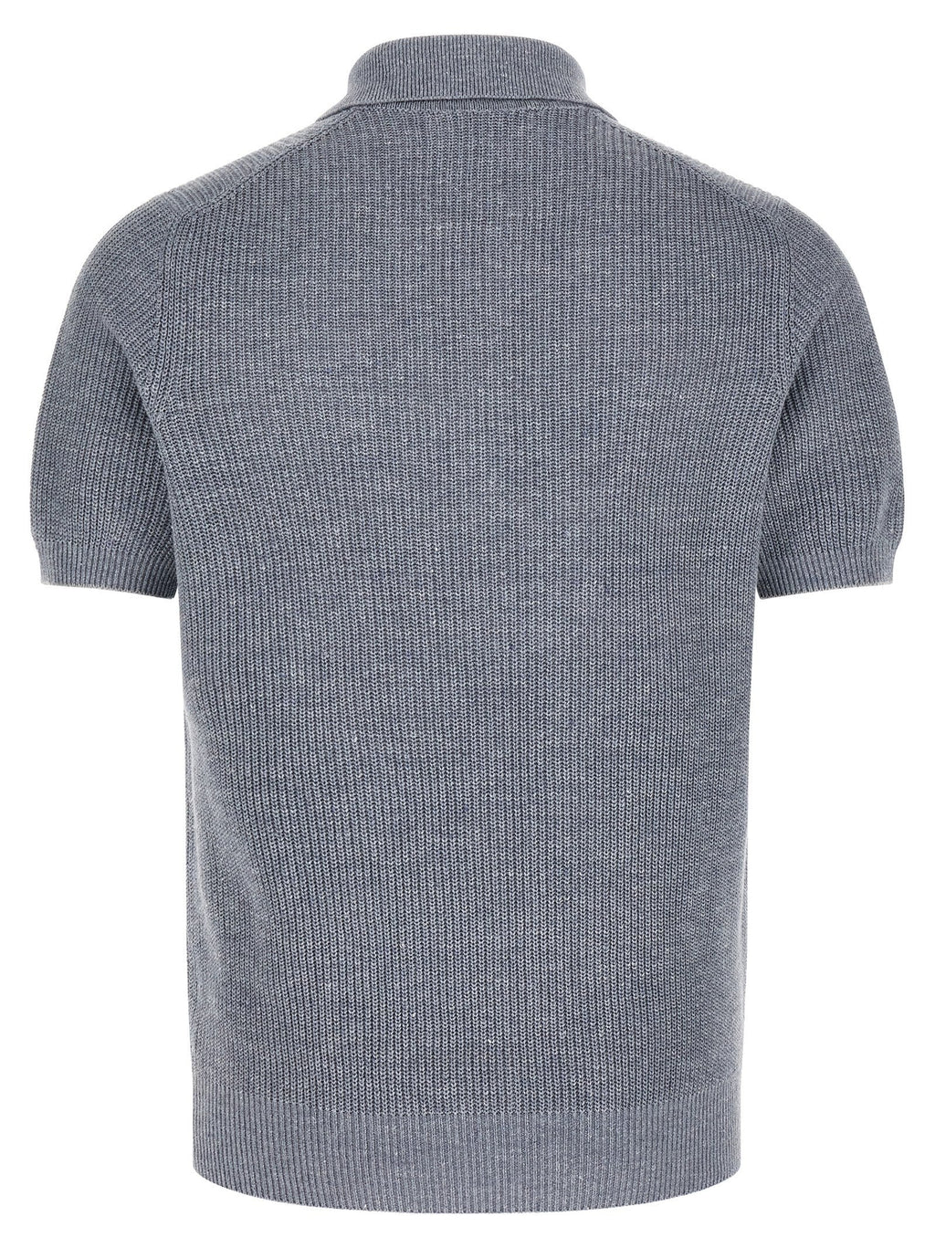 Brunello Cucinelli Blue Linen Polo Shirt