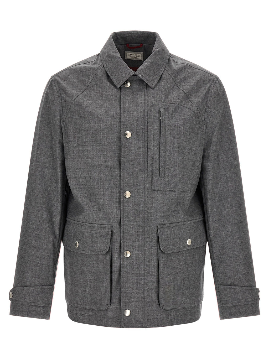 Brunello Cucinelli Gray Virgin Wool Full-Length Jacket Brunello Cucinelli