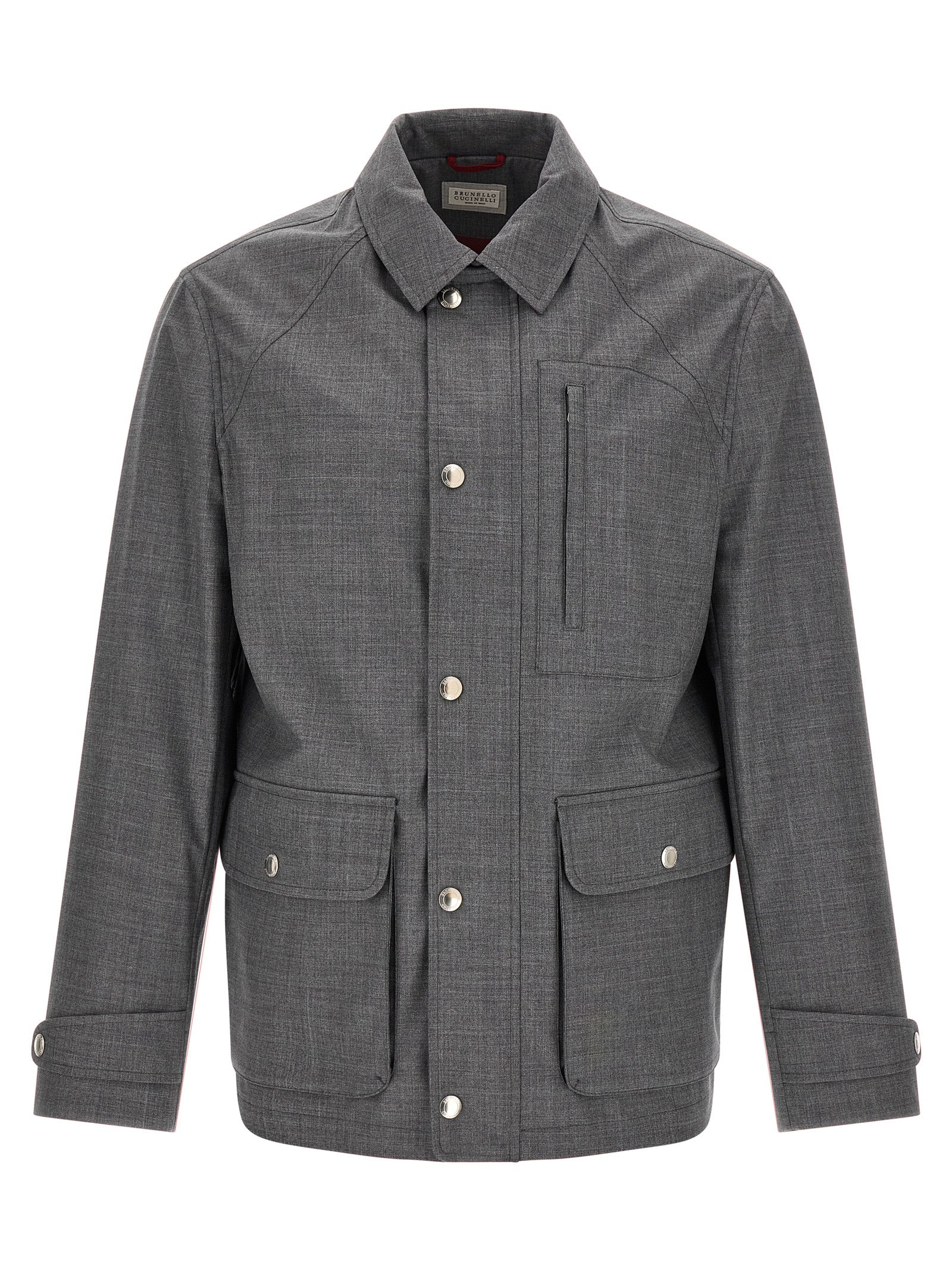 Brunello Cucinelli Gray Virgin Wool Full-Length Jacket Brunello Cucinelli