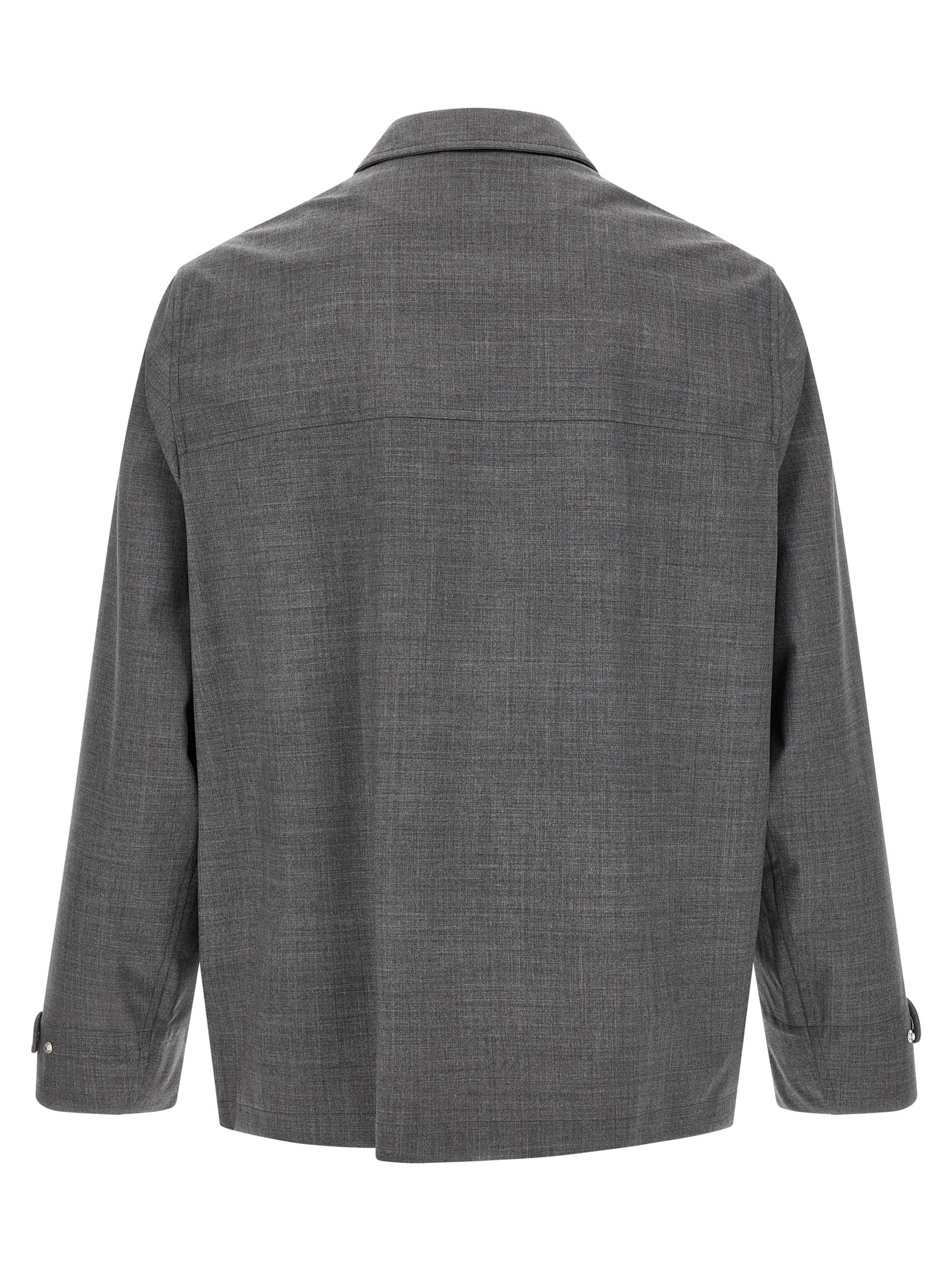 Brunello Cucinelli Gray Virgin Wool Full-Length Jacket Brunello Cucinelli