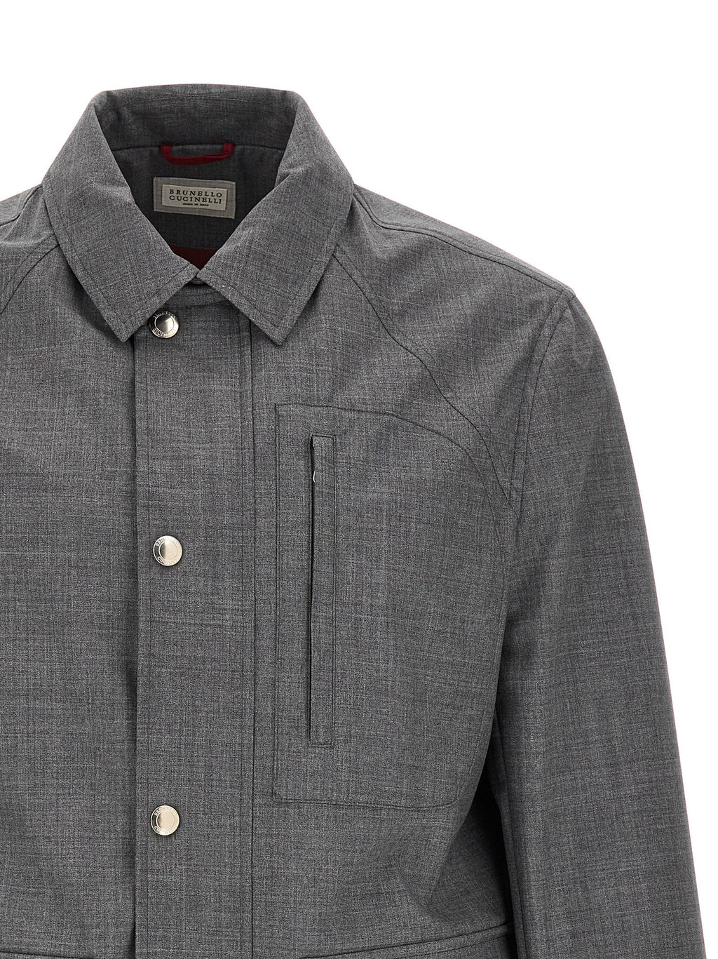 Brunello Cucinelli Gray Virgin Wool Full-Length Jacket Brunello Cucinelli
