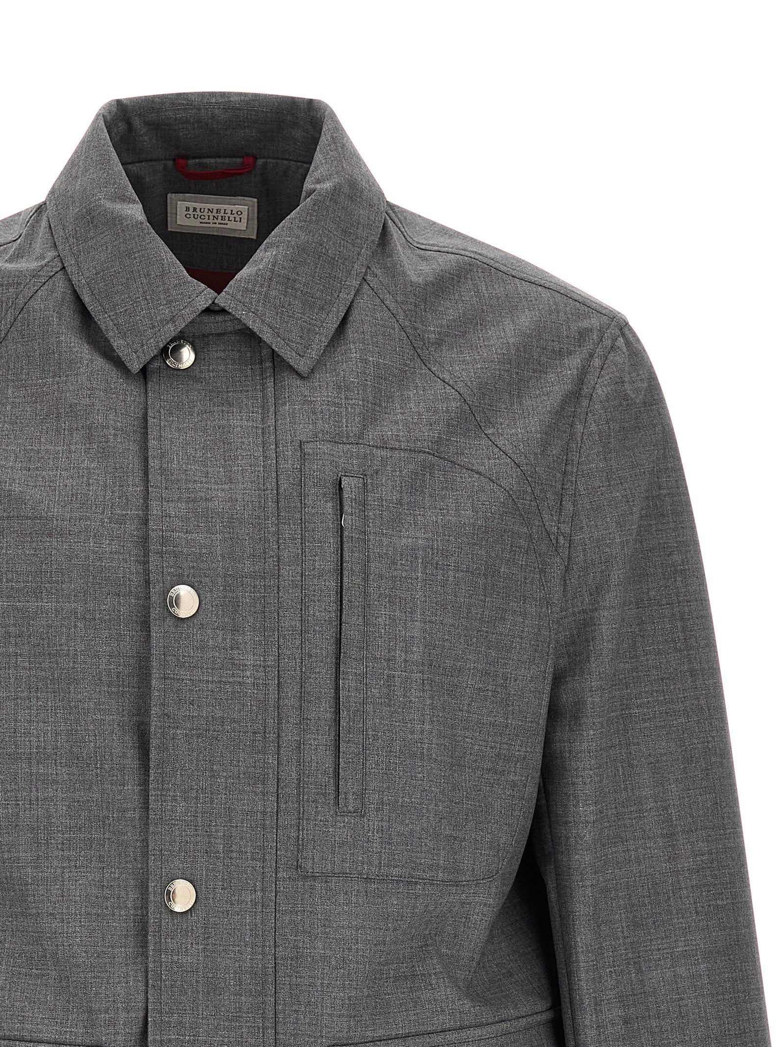 Brunello Cucinelli Gray Virgin Wool Full-Length Jacket Brunello Cucinelli