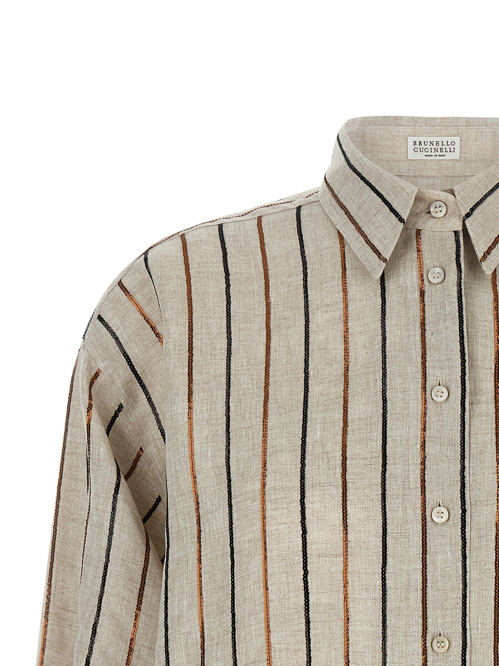 Brunello Cucinelli Beige Linen Blouse