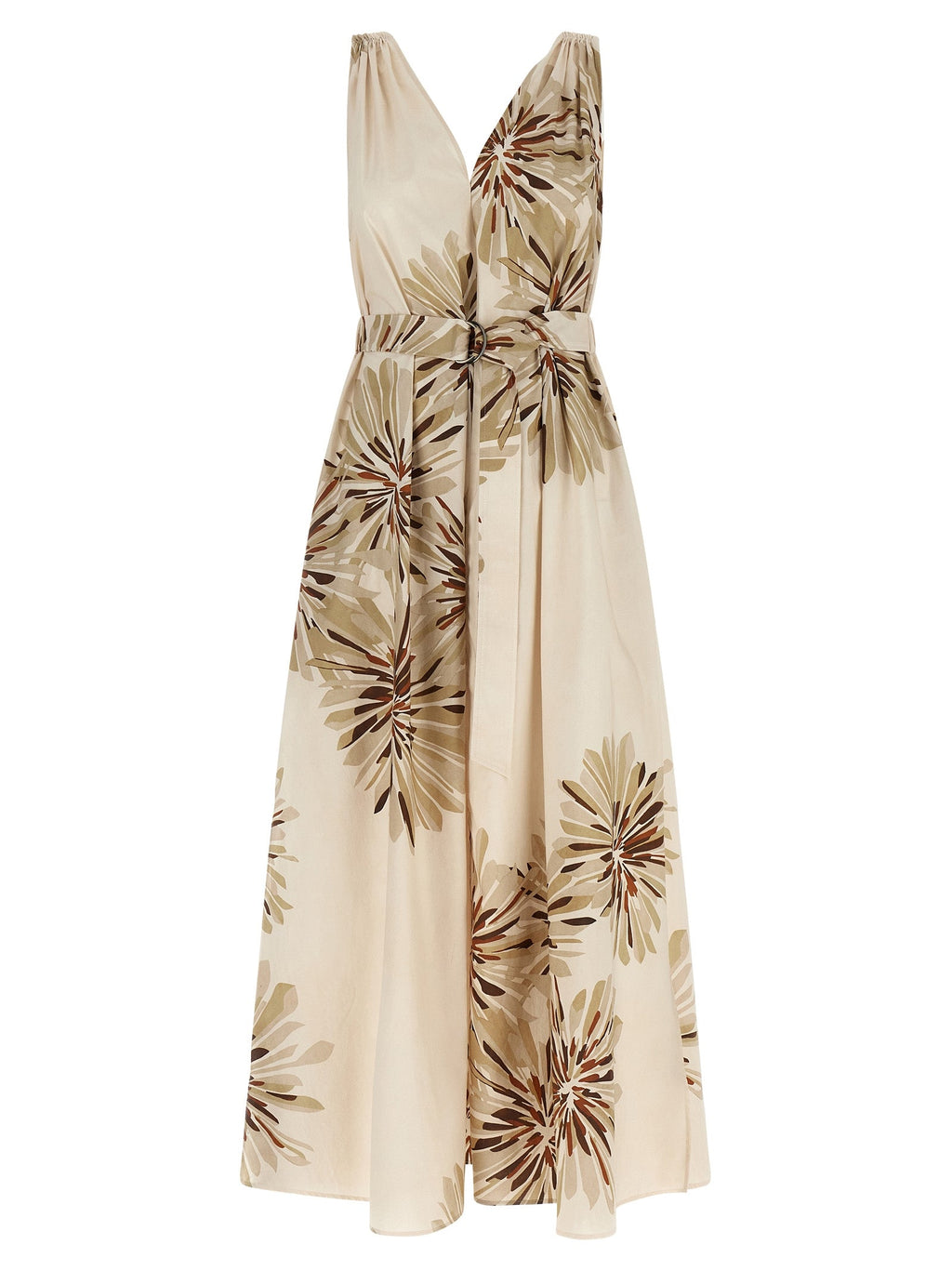 Brunello Cucinelli Beige Cotton Midi Dress Brunello Cucinelli
