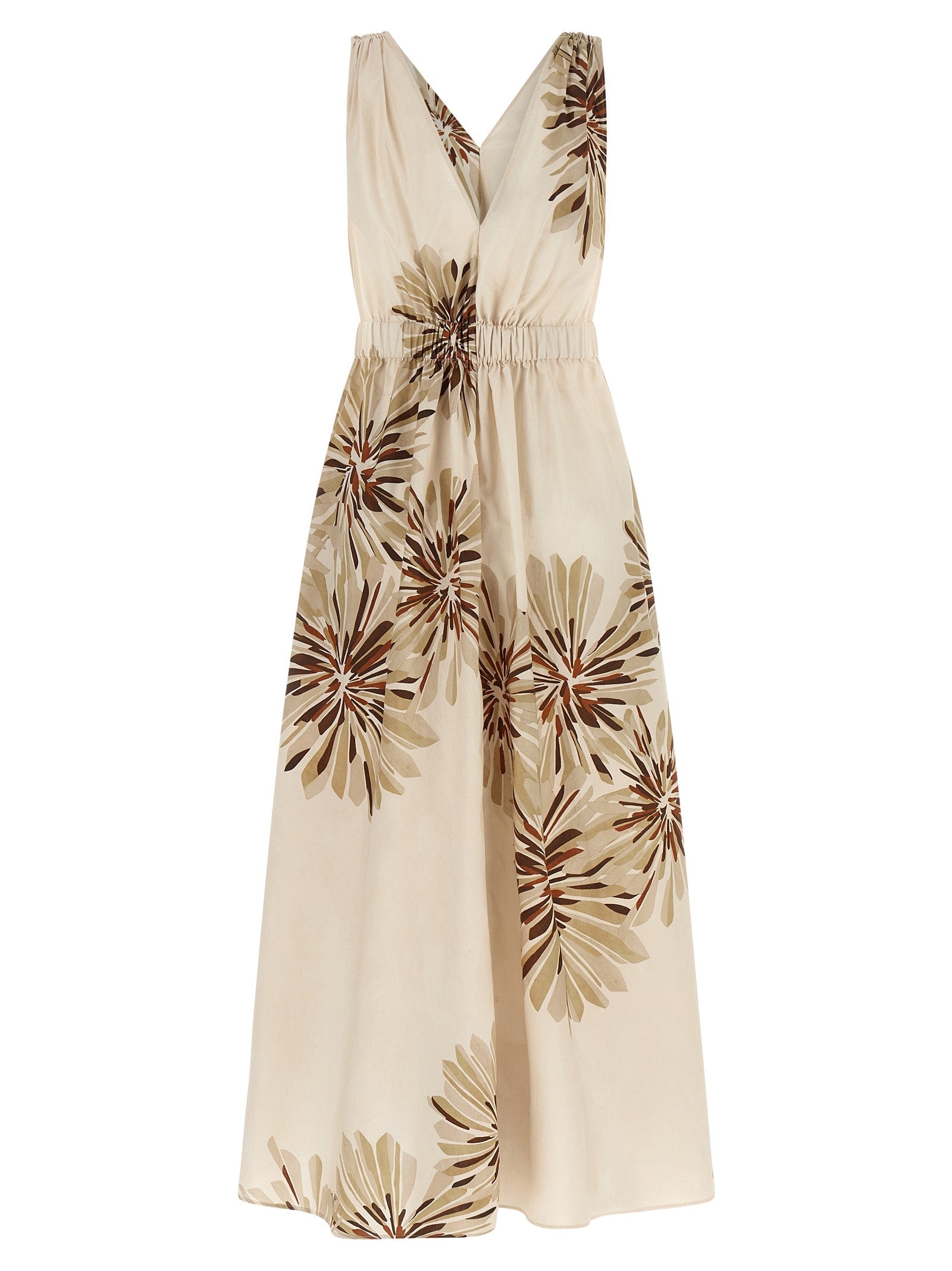 Brunello Cucinelli Beige Cotton Midi Dress Brunello Cucinelli
