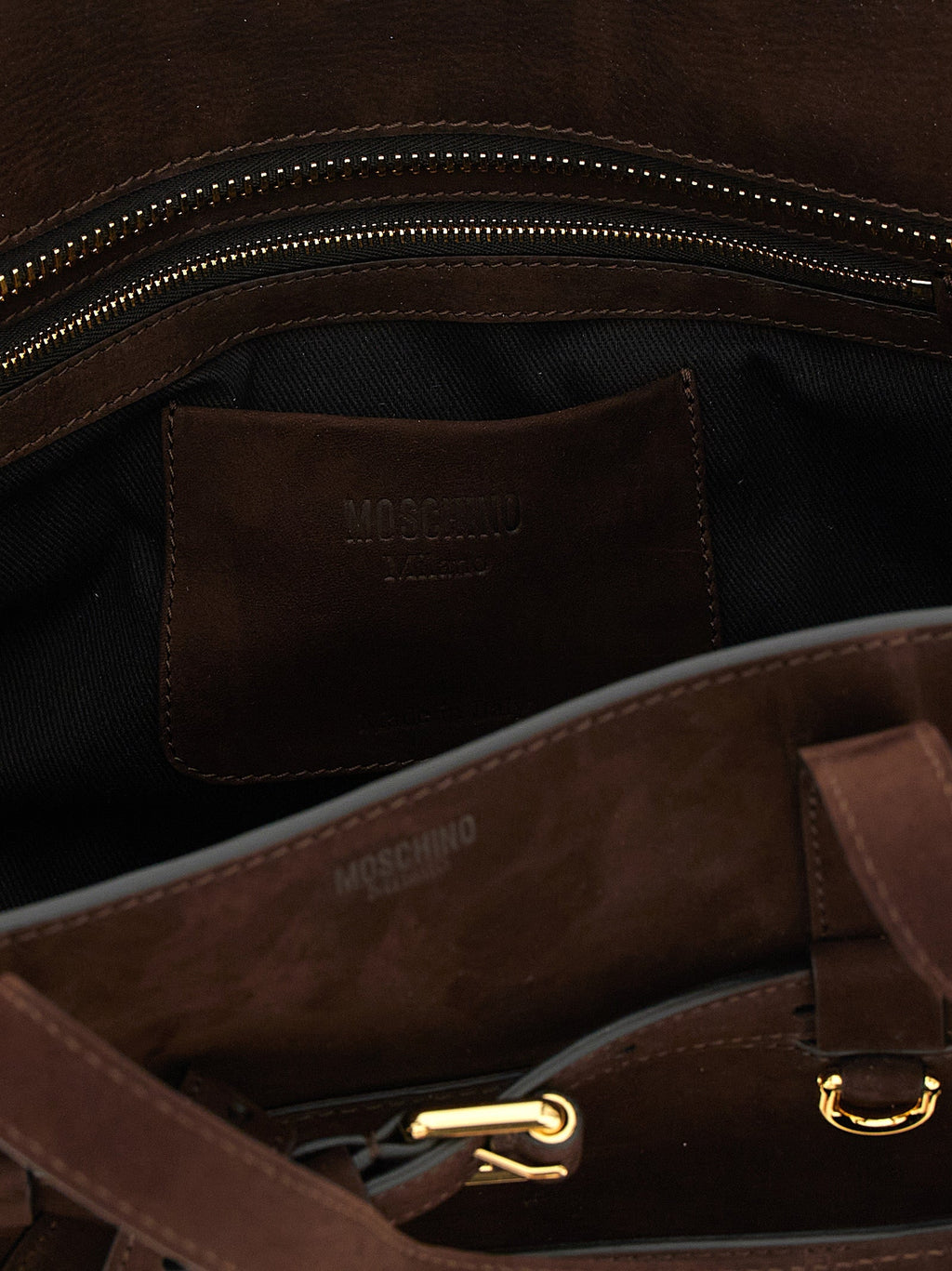 Moschino Brown Calfskin Handbag