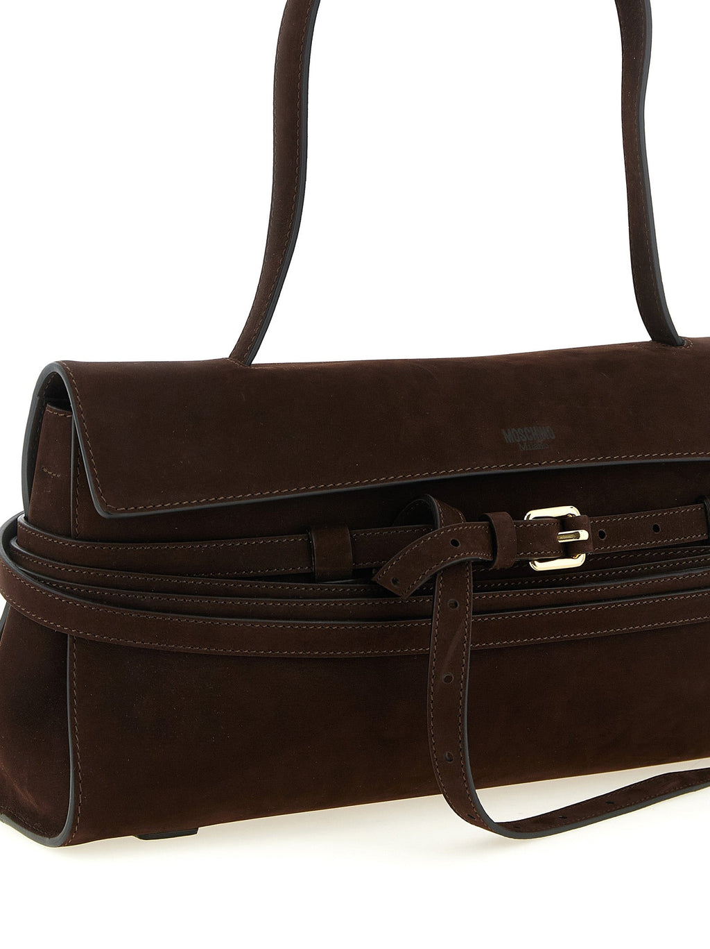 Moschino Brown Calfskin Shoulder Bag