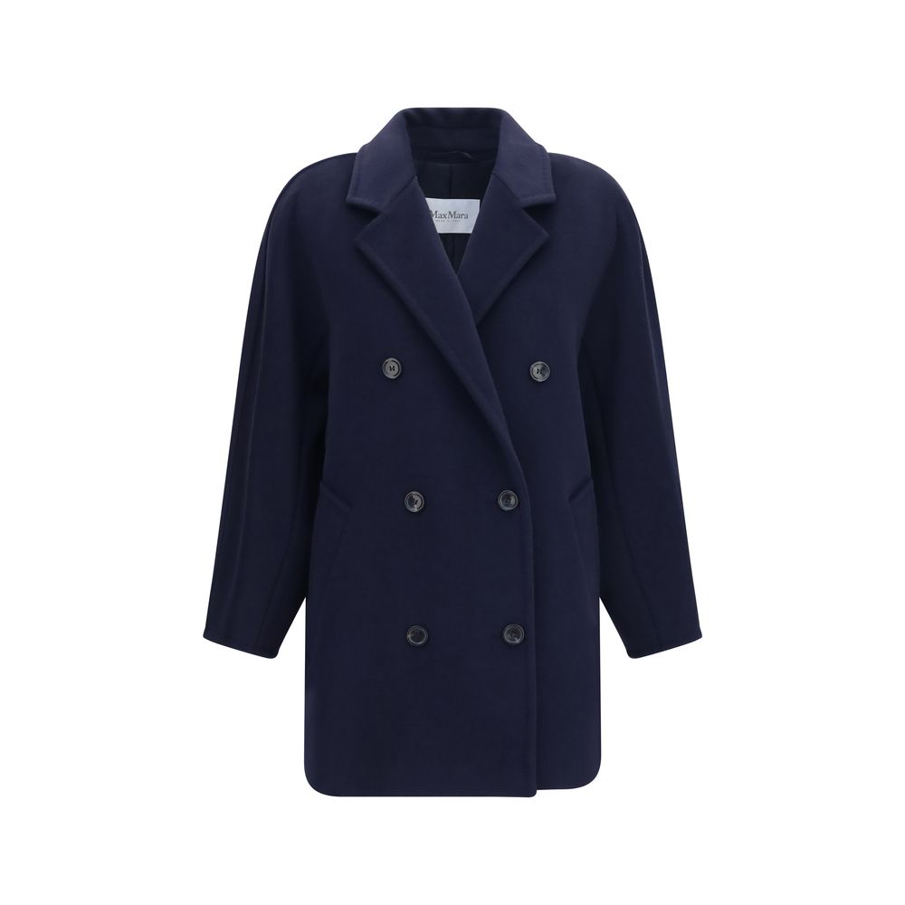 Max Mara Blue Wool Oves Aries Full-Length Jacket