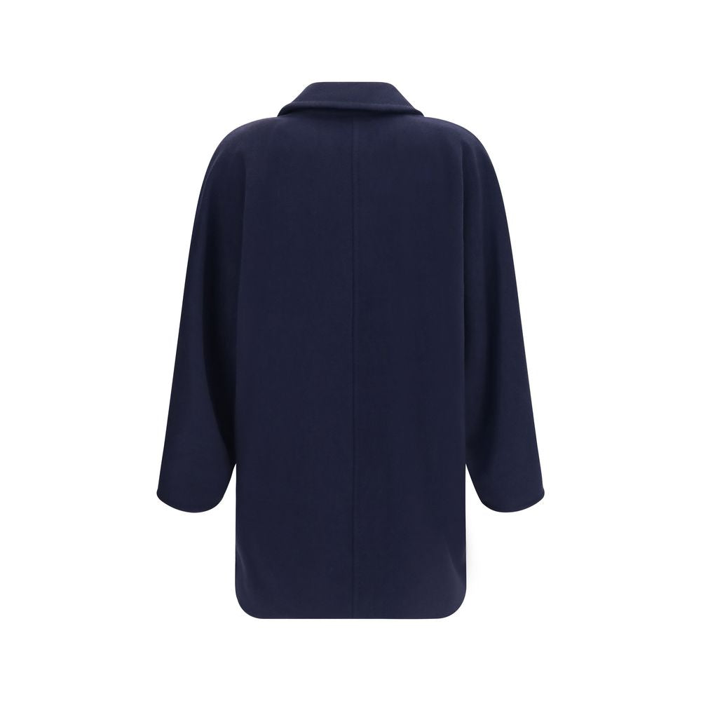 Max Mara Blue Wool Oves Aries Full-Length Jacket