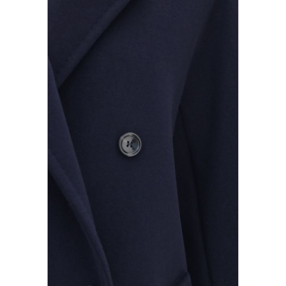 Max Mara Blue Wool Oves Aries Full-Length Jacket