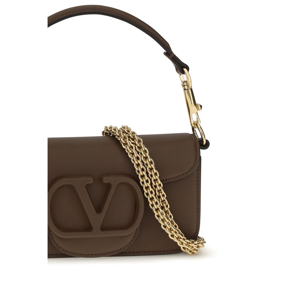 Valentino Garavani Brown Calf Leather Bos Taurus Shoulder Bag