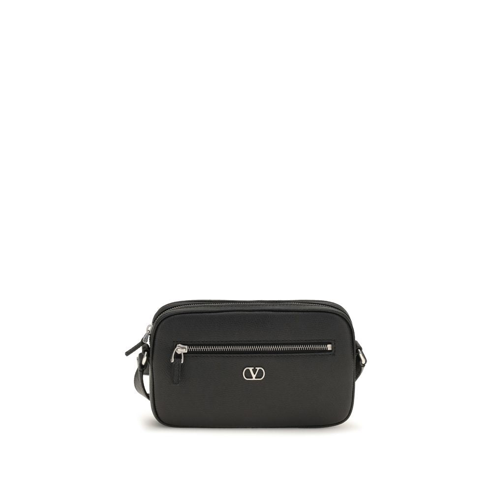 Valentino Garavani Black Calf Leather Bos Taurus Shoulder Bag