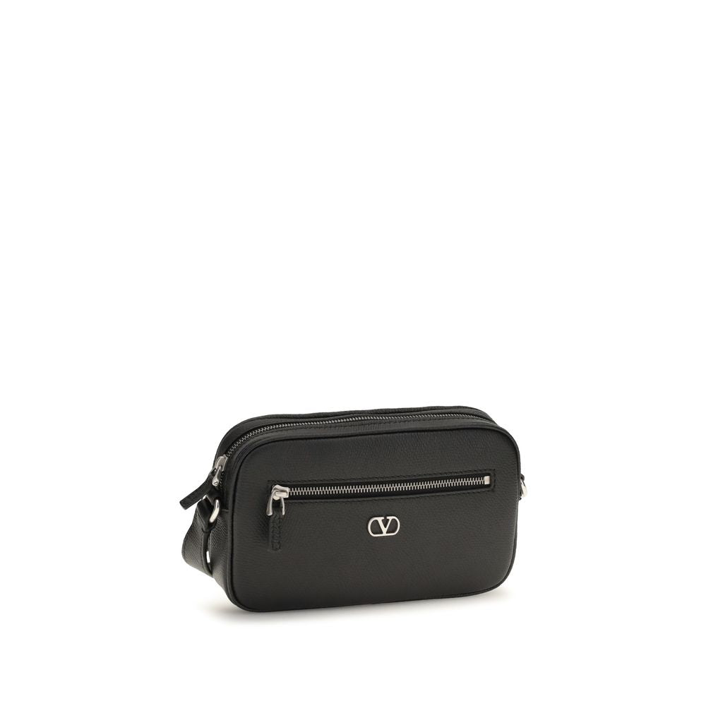 Valentino Garavani Black Calf Leather Bos Taurus Shoulder Bag