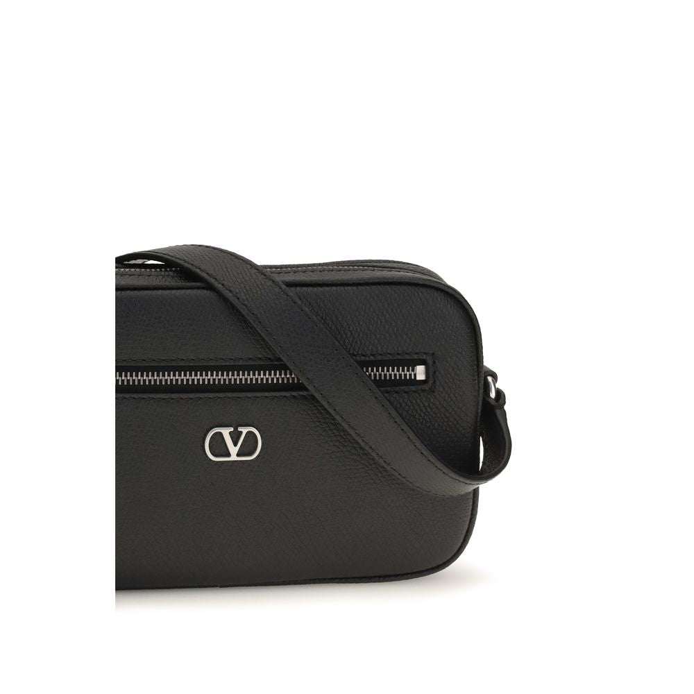 Valentino Garavani Black Calf Leather Bos Taurus Shoulder Bag