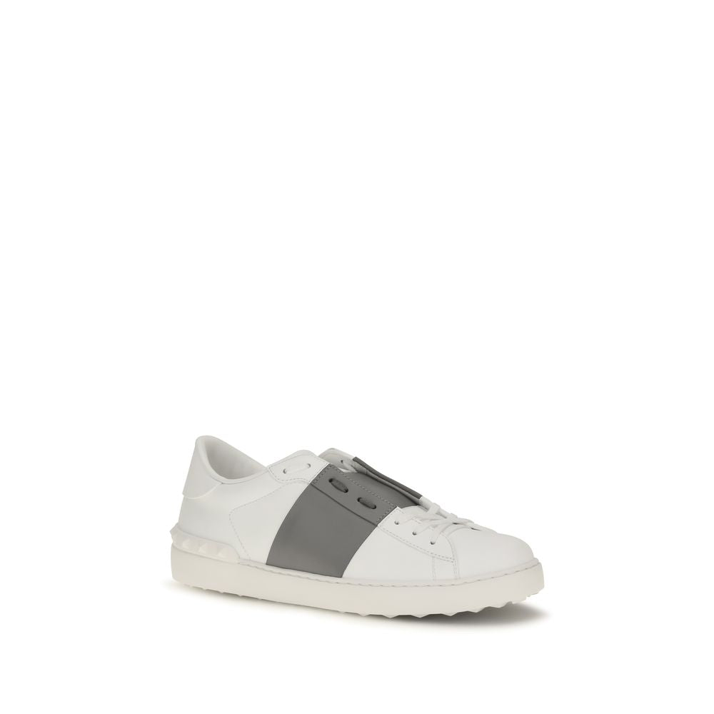 Valentino Garavani Silver Calf Leather Bos Taurus Low Top Sneakers