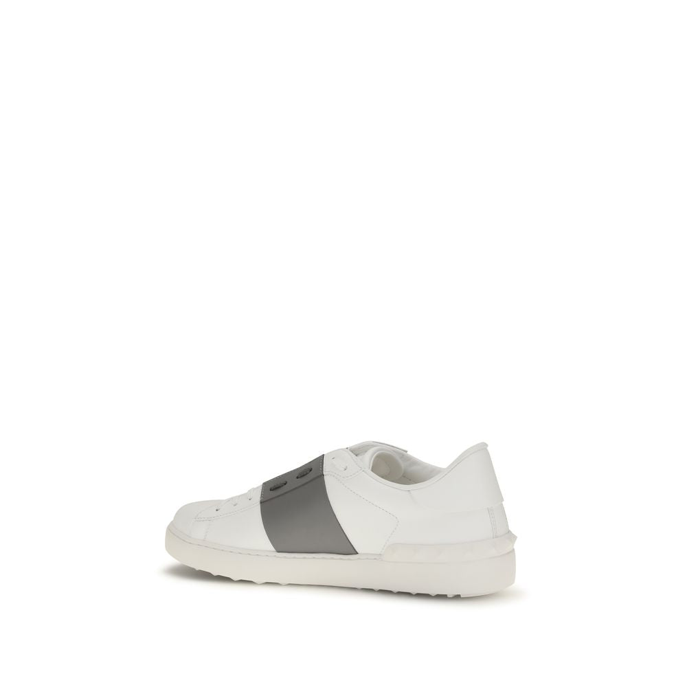Valentino Garavani Silver Calf Leather Bos Taurus Low Top Sneakers