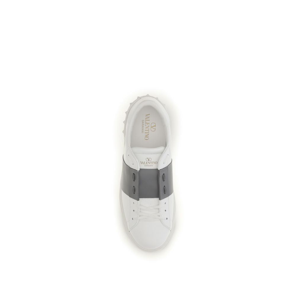 Valentino Garavani Silver Calf Leather Bos Taurus Low Top Sneakers