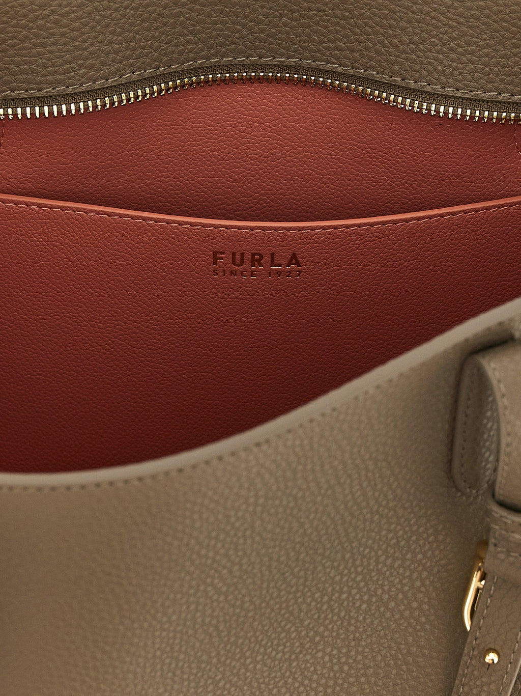 Furla Gray Calfskin Tote Bag