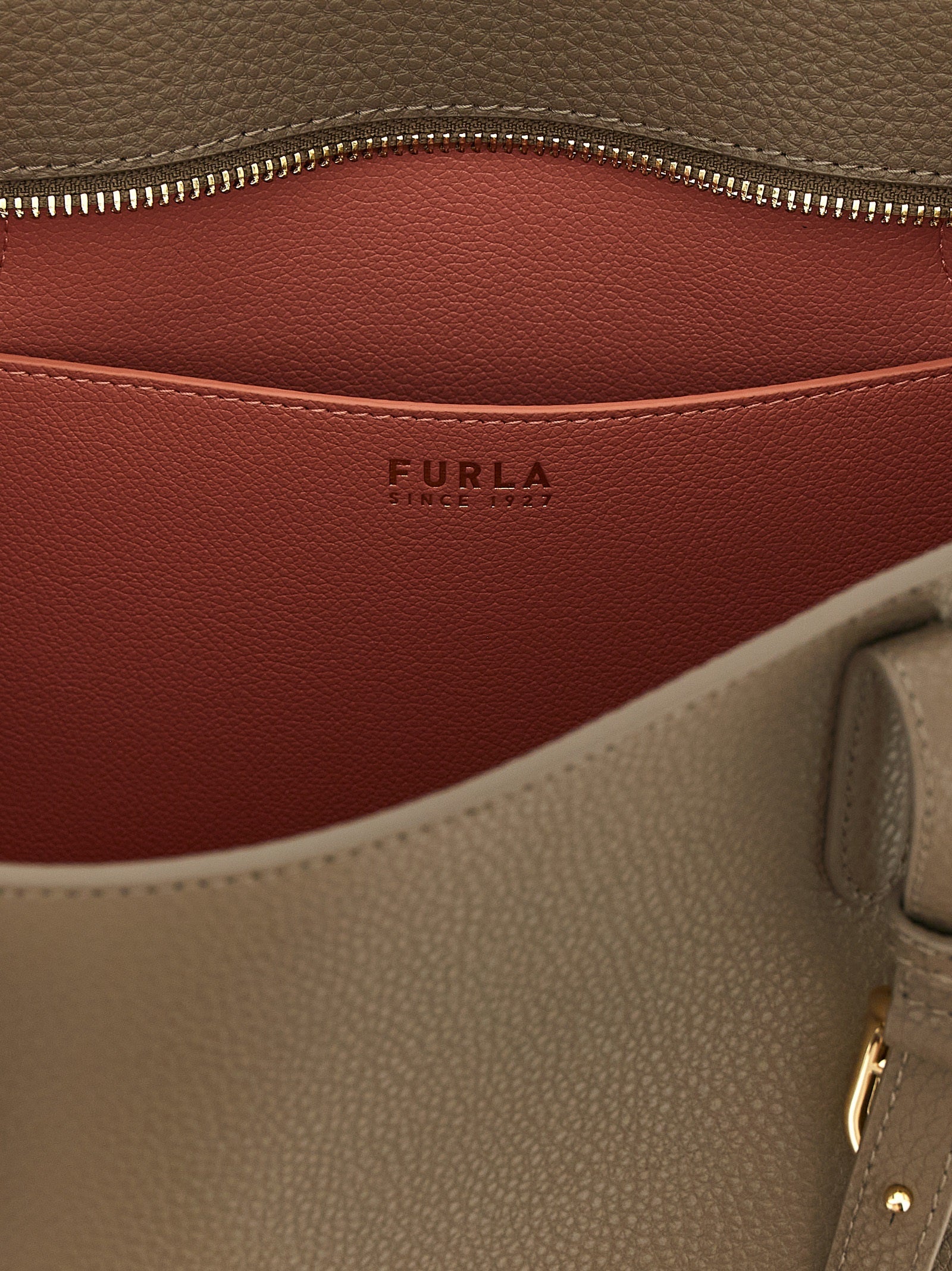 Furla Gray Calfskin Tote Bag