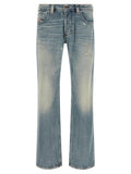 Diesel Blue Cotton Straight-Leg Jeans Diesel